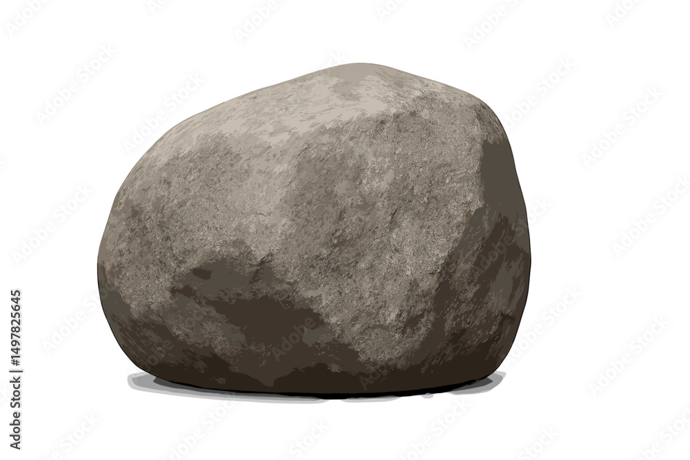 Poster large rough stone placed on a white surface with soft shadows under bright light during daylight hou