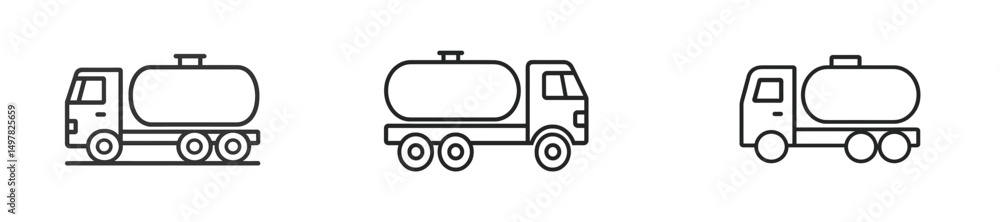 Fototapete various designs of tanker trucks in simple outline style showcasing their shapes and features in a m