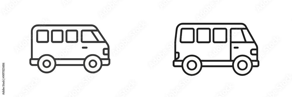 Poster two simple illustrations of vans in side view showing different designs and styles for visual compar
