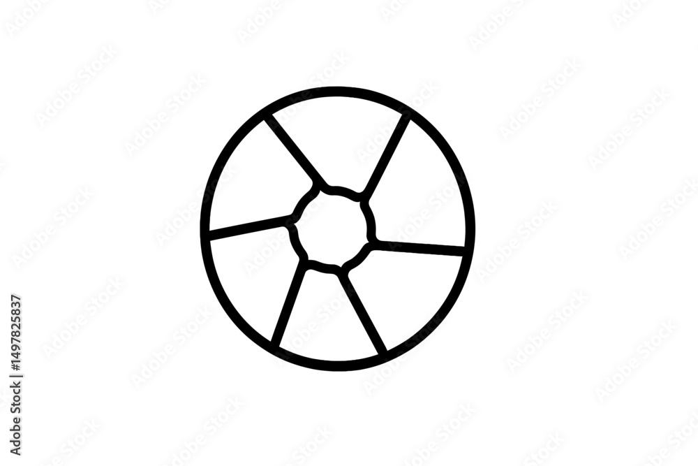 Poster stylized wheel design featuring eight segments on a plain background