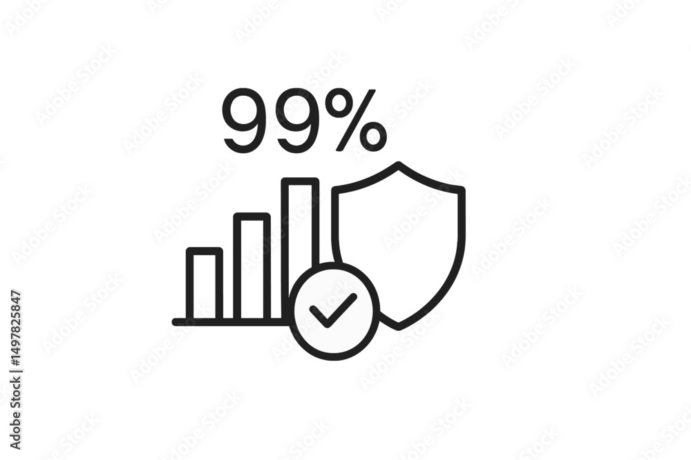 Aufkleber Data security graphic showing protection level at 99 percent with charts indicating performance metrics and trust indicators