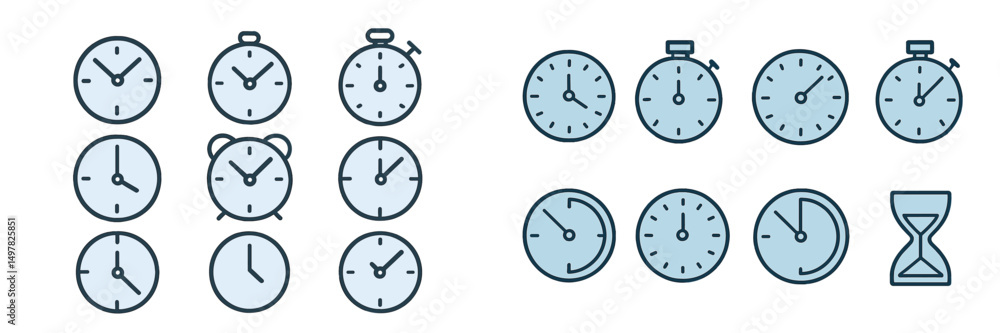 Aufkleber Various types of clocks and timers displayed in a minimalistic design suitable for time keeping or decoration