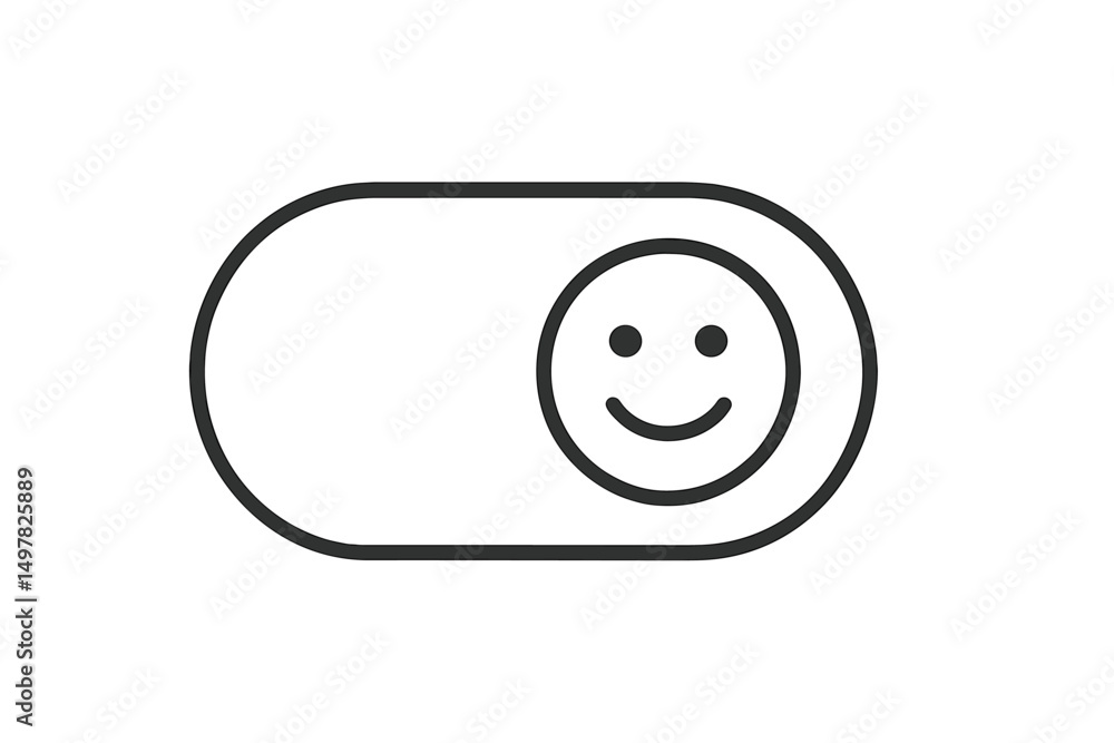 Poster smiley face toggle switch design used for user interface to illustrate positive feedback in digital 
