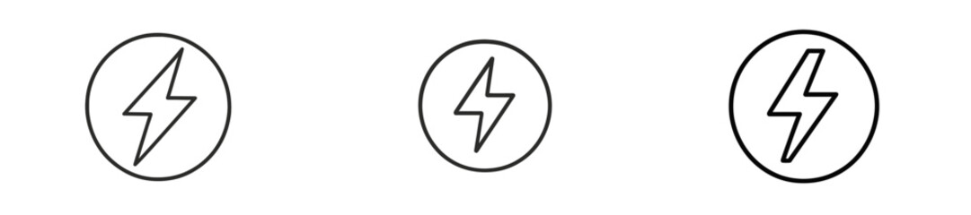 Electric symbols representing energy, concept of power and electricity, simple design on white background