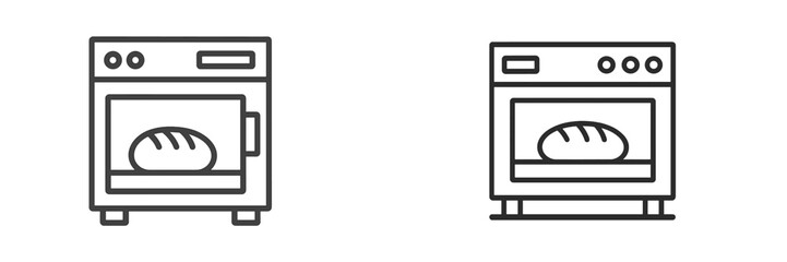 Kitchen ovens for baking bread featuring different designs and styles in a minimalistic illustration
