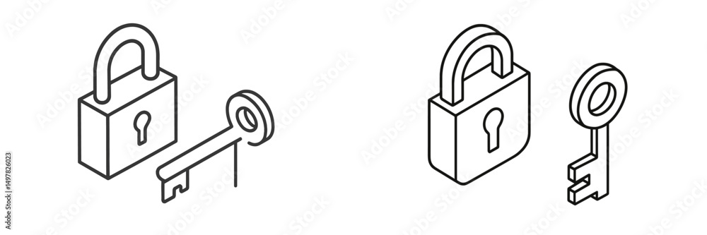 Fototapete detailed illustration of lock and key symbols showcasing security concepts and design elements