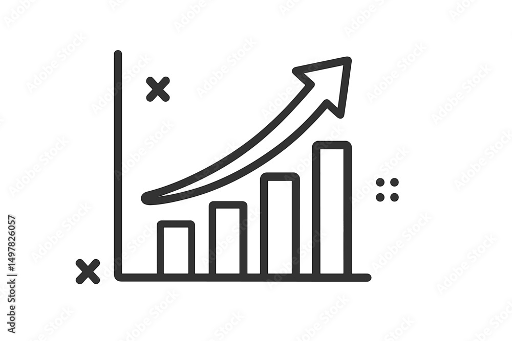 Poster graph showing upward trend in data analysis amid business growth and market expansion during annual 
