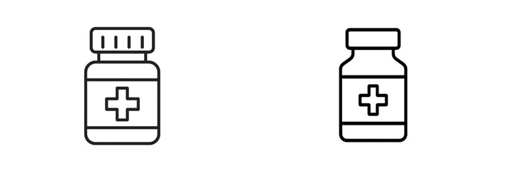 Obraz premium Two simple medicine bottles with cross symbols, emphasizing healthcare and pharmacy contexts