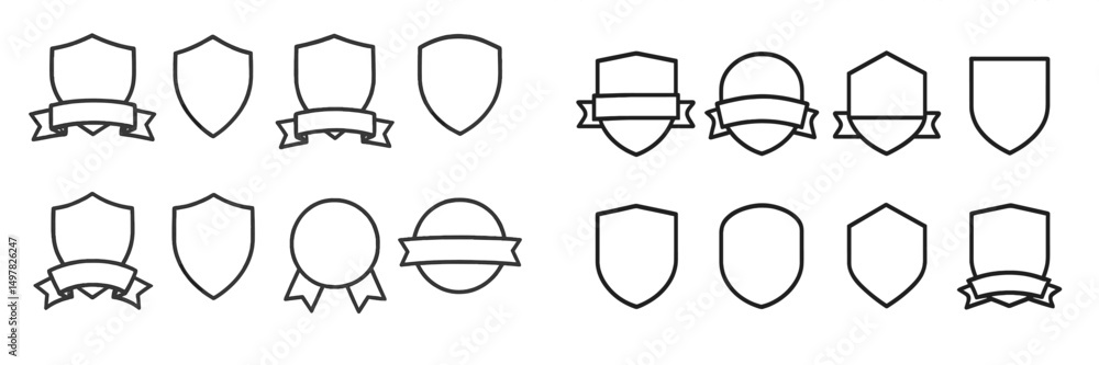 Leinwandbilder collection of outline trophy and badge shapes suitable for various design projects and branding need