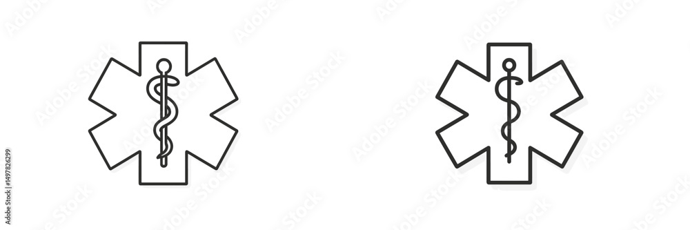 Aufkleber symbols representing medical assistance and emergency services in a minimalist design featuring the 