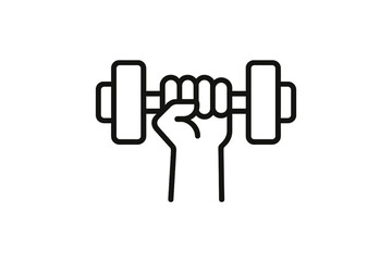 Fototapeta premium Hand lifting a dumbbell represents strength training and fitness activities in a minimalistic style