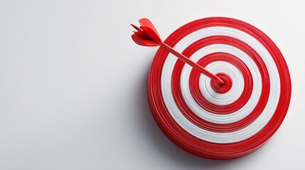 Precise Red Target with Arrow Hitting Goal on White Background