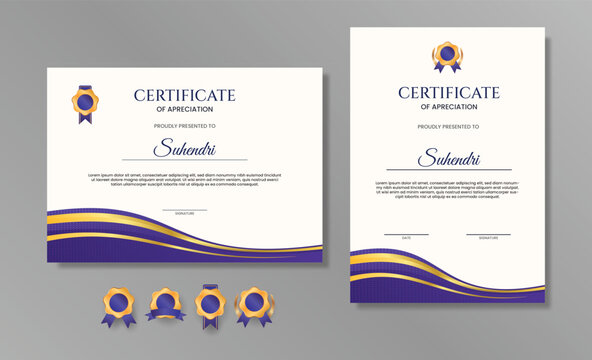 Elegant Modern Certificate of Appreciation Template with Wavy Design