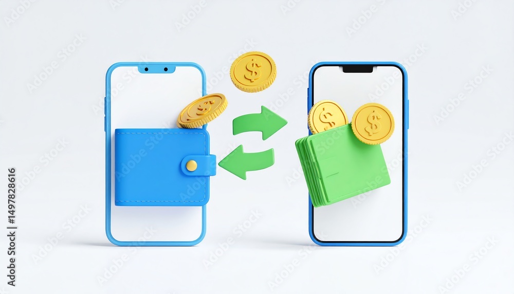 Poster close-up of a smartphone with a coin positioned at the back highlighting digital payment methods and
