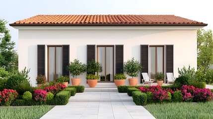 Charming Mediterranean style house with lush garden and patio