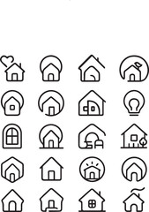 Home-Themed Minimalist Icon Collection – Unique Housing & Lifestyle Symbols. 