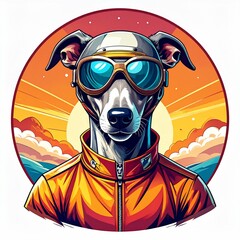 Fototapeta premium Retro Racer Cool Greyhound in Jacket and Goggles