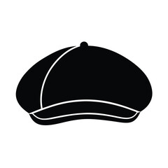 minimalist black french beret hat silhouette on white background