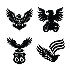 Rebel Eagle with Flag Wings and Crossed Pistons