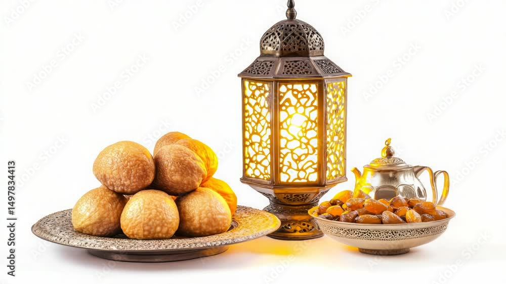 Aufkleber A warm and inviting scene of a table set with plates of food next to a lantern
