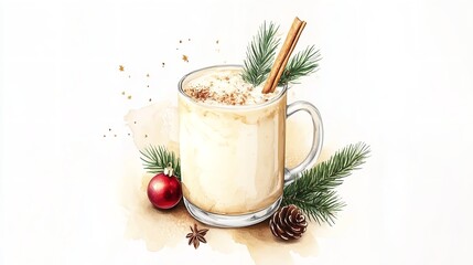 Eggnog watercolor illustration isolated on transparent

