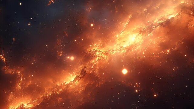 Orange nebula in space
