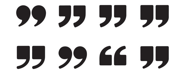 A clean, minimalist image of multiple double quotation marks  in a bold, solid black font against a pure white background 