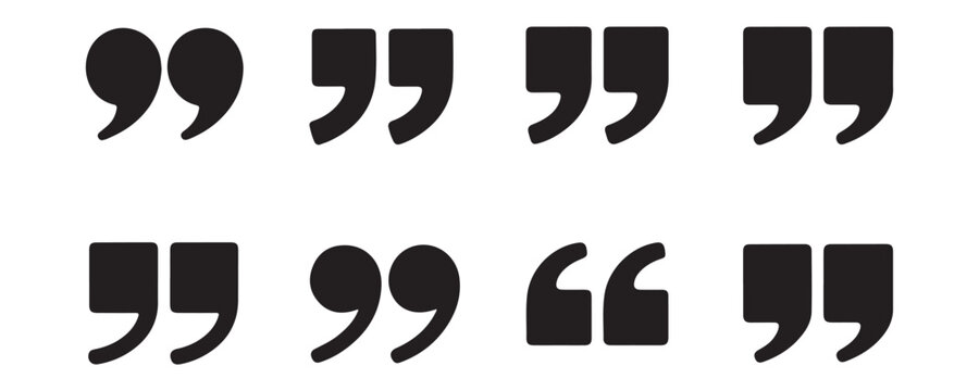 A clean, minimalist image of multiple double quotation marks  in a bold, solid black font against a pure white background 