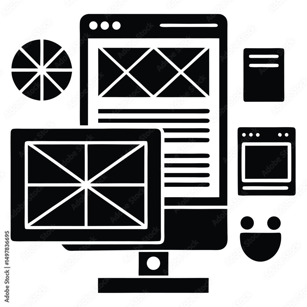 Aufkleber web designer element isolated design sketch on white background