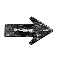 Black distressed wooden arrow right isolated on transparent background