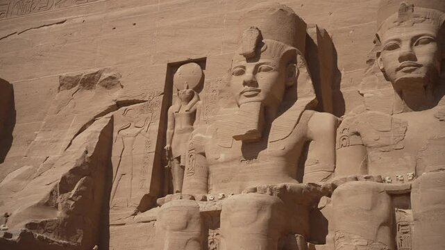 View of the Great Temple Of Ramesses Il at Abu Simbel on a sunny day, Abu Simbel, Egypt, North Africa, Africa