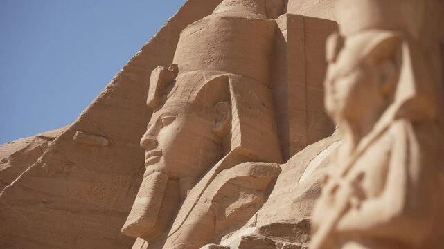 View of the Great Temple Of Ramesses Il at Abu Simbel on a sunny day, Abu Simbel, Egypt, North Africa, Africa