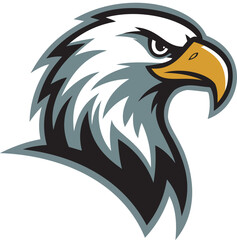 A striking illustration of a majestic eagle's head, capturing the strength and beauty of this iconic bird. This design is perfect for use in branding, sports team logos, or wildlife-related projects. 