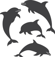 Swimming Dolphin Silhouette