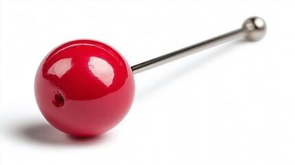 Bright Red Pin on White Background for Location Marking and Navigation
