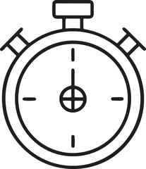 Black and white analog stopwatch illustration featuring labeled tempo design with precise markings.