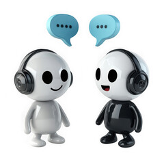 3d render of two chatbots in conversation isolated on transparent background