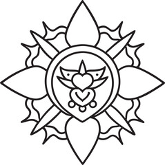 Tattoo Coloring line art on white background 