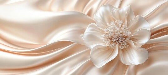 This digital illustration presents a blossoming flower with soft orange petals and exquisite white accents, embodying a sense of stillness and high-end style