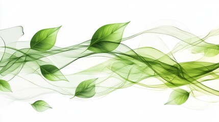 A tranquil combination of delicate, translucent green leaves interlaced with ethereal, fabric-like textures, inspiring a sense of quiet contemplation and nature's beauty