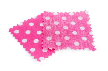 Samples of fabrics with polka dot pattern isolated on white