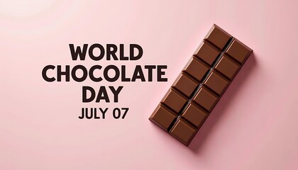 World Chocolate Day: A close-up shot of a chocolate bar, perfect for celebrating World Chocolate Day. The image evokes a sense of sweetness and joy, and can be used for various design.