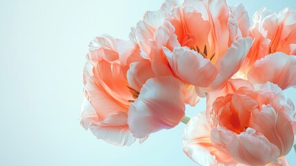 The combination of delicate pink and soft peach petals produces a dreamy and romantic atmosphere, one that inspires feelings of love and calmness