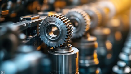 Fototapeta premium Close-up of industrial gears and machinery