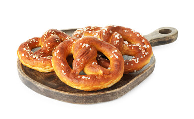 Tasty pretzels with salt isolated on white