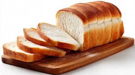 Freshly Baked White Bread Slices on Rustic Wooden Board