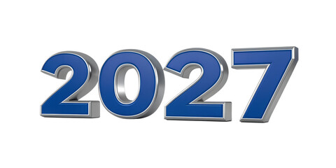 Year of two thousand twenty seven new year celebration future concept on transparent background