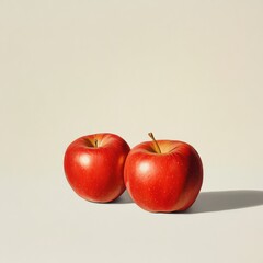 Two fresh red apples still life studio shot isolated on white background