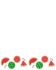 Summer watermelon frame, Food illustration, Tropical fruit image for poster, flyer, greeting postcard, invitation. 
