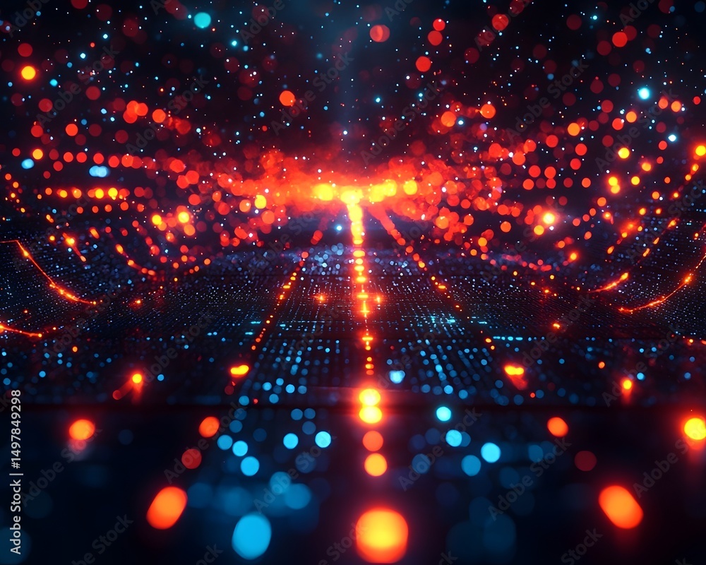 Aufkleber futuristic digital landscape of a quantum network processing infinite data